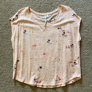 LC Lauren Conrad Peachy Pink Tropical Print Top